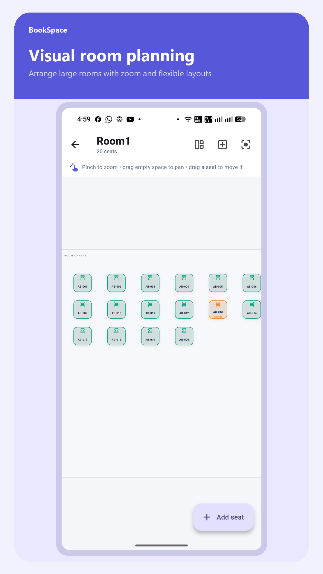BookSpace visual room seat-layout editor